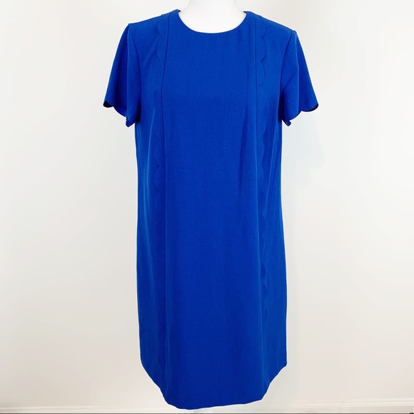 Tahari by ASL cap sleeve Scallop trim Shift Dress - Picture 1 of 8